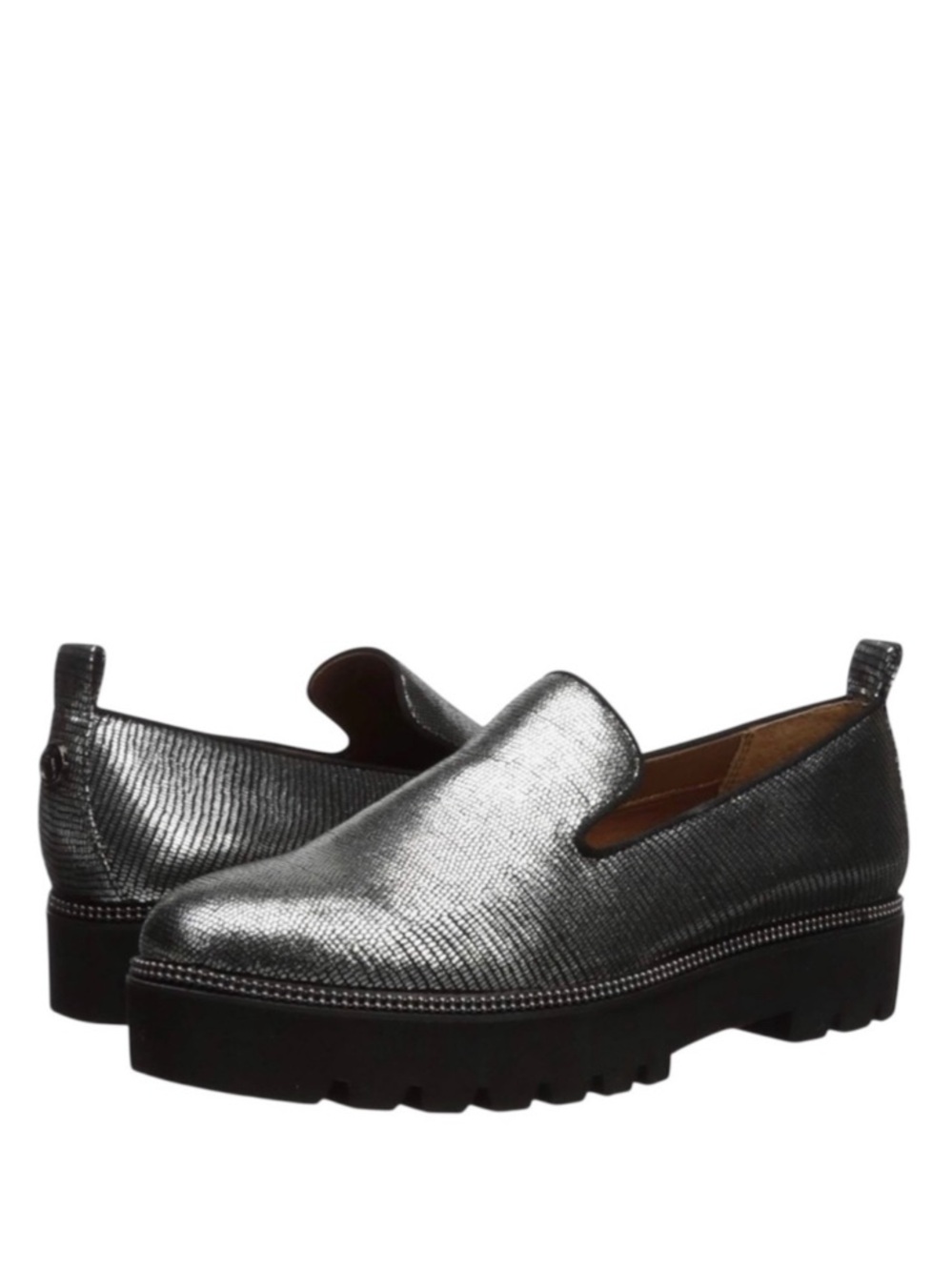 Franco Sarto Metallic Silver Slip-On Shoes Coquette Tailored Minimalist Size 9